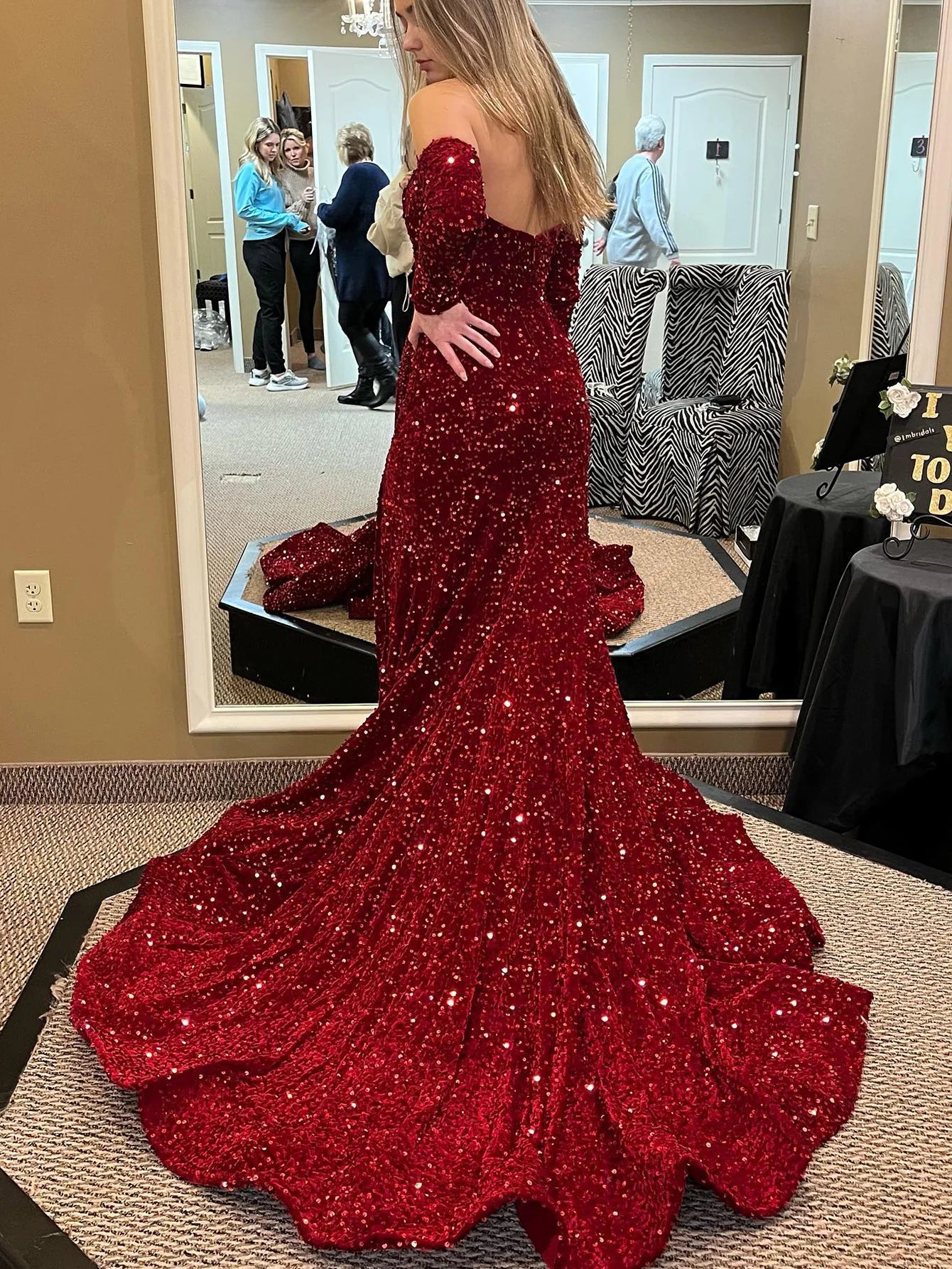 Mermaid Sequin Off the Shoulder Long Prom Dress