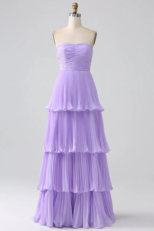 Strapless Multi-Layer Long Formal Dress