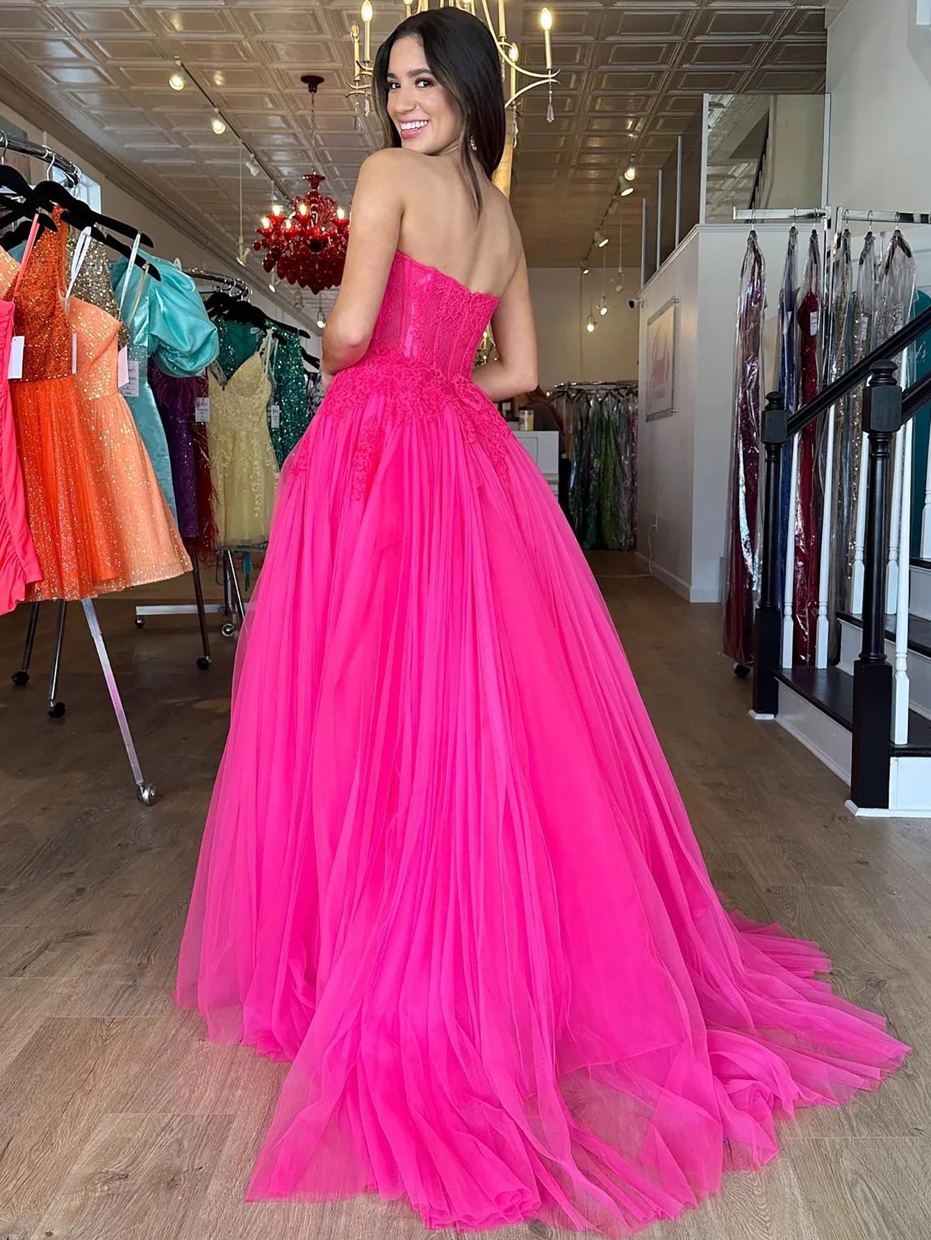 A Line Sweetheart Long Prom Dress With Appliques