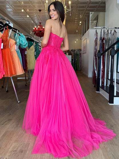 A Line Sweetheart Long Prom Dress With Appliques
