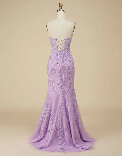 Long Sheath Sweetheart Prom Dress with Appliques