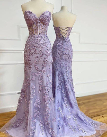 Appliques Long Prom Dress