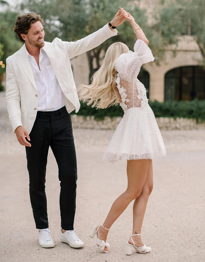 Vintage Short Wedding Dress with Sleeves