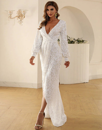 V Neck Lace Maxi Boho Dress
