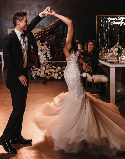 Sweetheart Mermaid Wedding Dress with Detachable Skirt