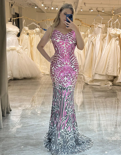 Sparkly Purple Sequins Mermaid Long Prom Dress