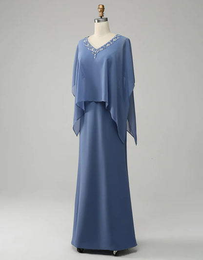 Sparkly Beaded Batwing Sleeves Mother of the Bride Dress