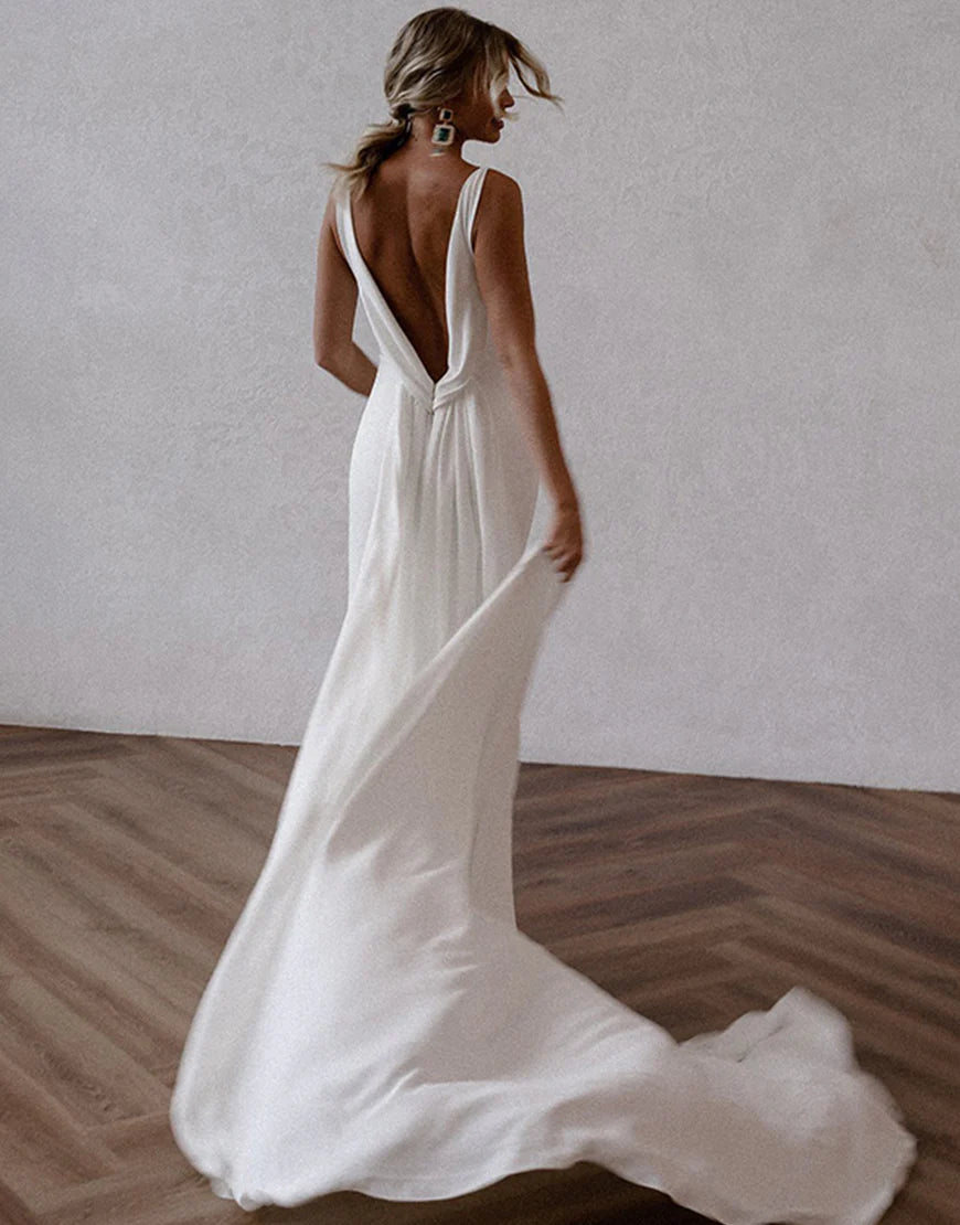 Simple Mermaid Bohemian Wedding Dress