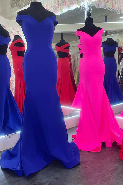 Elegant  Off-the-Shoulder Backless Trumpet Long Prom Dress