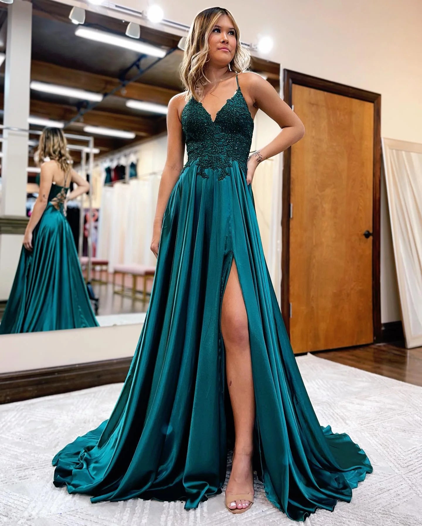 A-Line Long Prom Dress with Lace