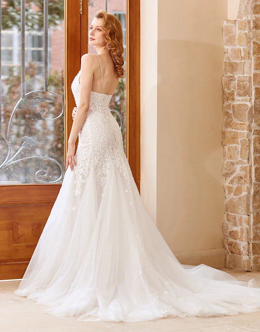 Mermaid Chruch Sweep Train Wedding Dress
