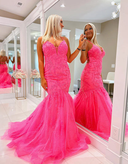 Mermaid Sequin Tulle Long Prom Dress