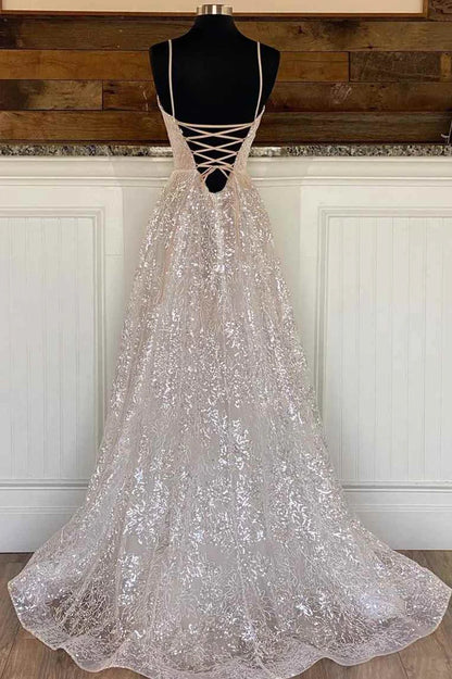 Sequin Lace A-Line Prom Dress