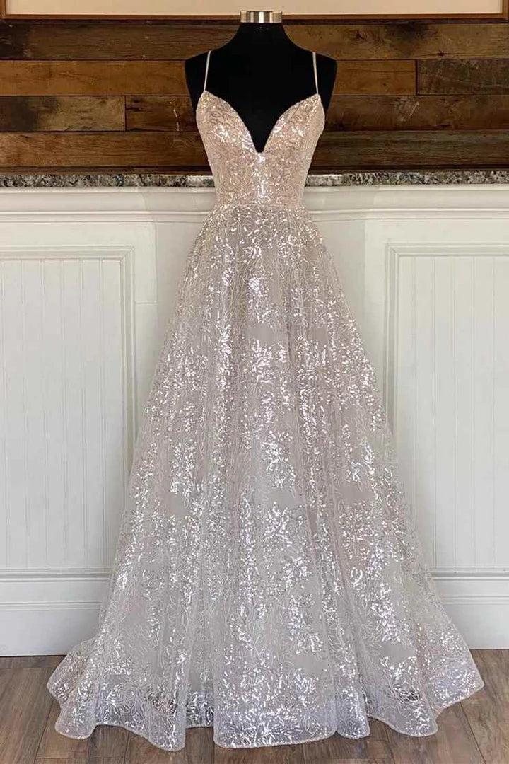 Sequin Lace A-Line Prom Dress
