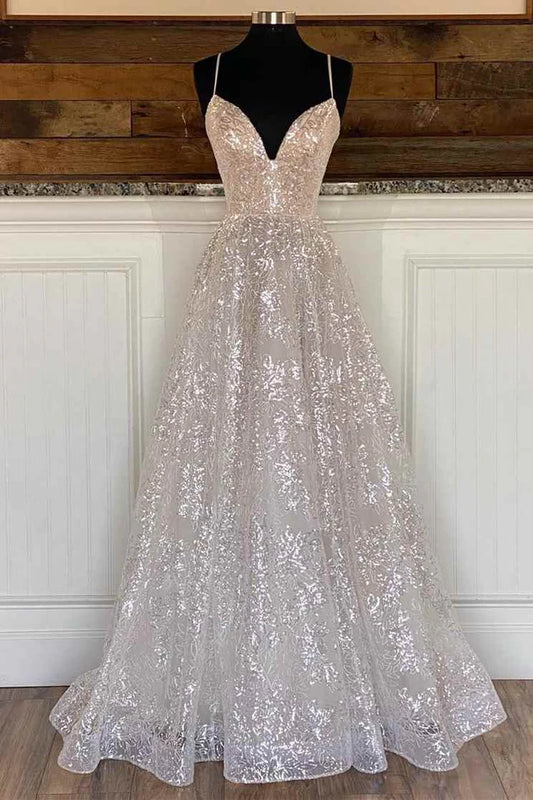Sequin Lace A-Line Prom Dress