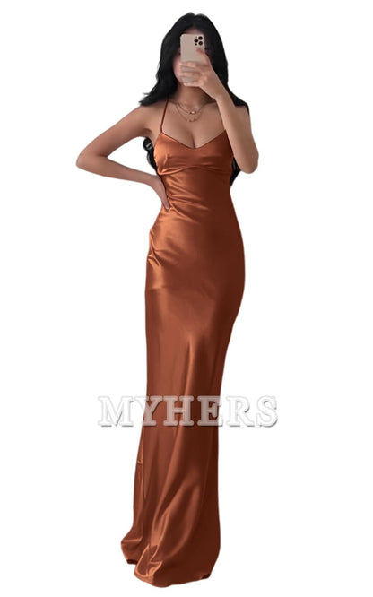 Exquisite Spaghetti Strap Backless Long Charming Bridesmaid Dresses Wedding Guests Dresses