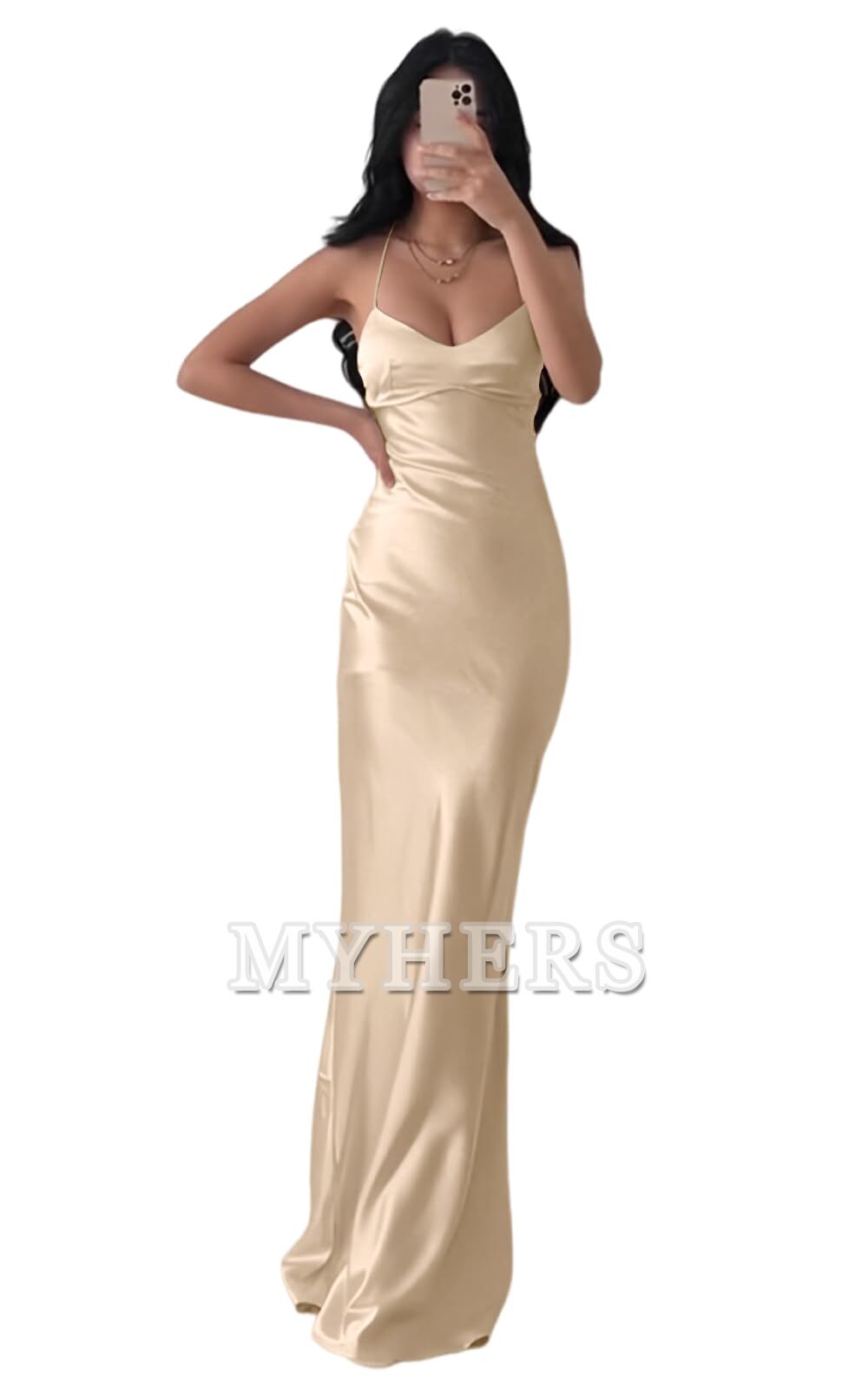 Exquisite Spaghetti Strap Backless Long Charming Bridesmaid Dresses Wedding Guests Dresses