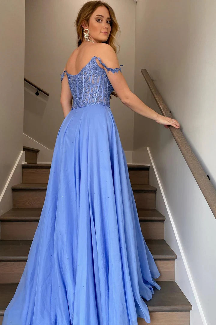 Off-the-Shoulder A-line Princess Prom Gown