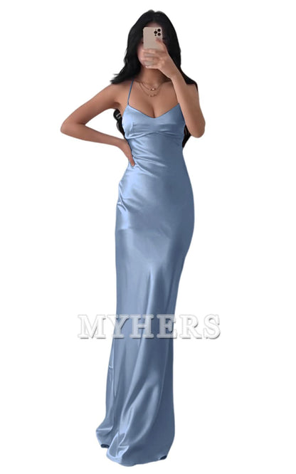 Exquisite Spaghetti Strap Backless Long Charming Bridesmaid Dresses Wedding Guests Dresses