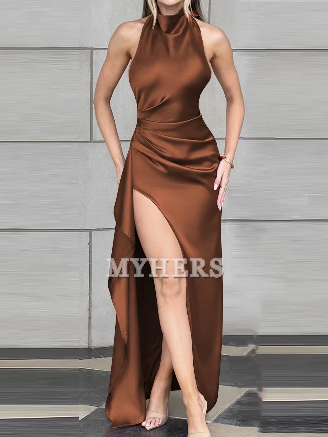 Elegant Solid Color Lace Up Backless Dress Sexy High Waist Slim Fit Gorgeous High-End Evening Dress Formal Women's Dresses