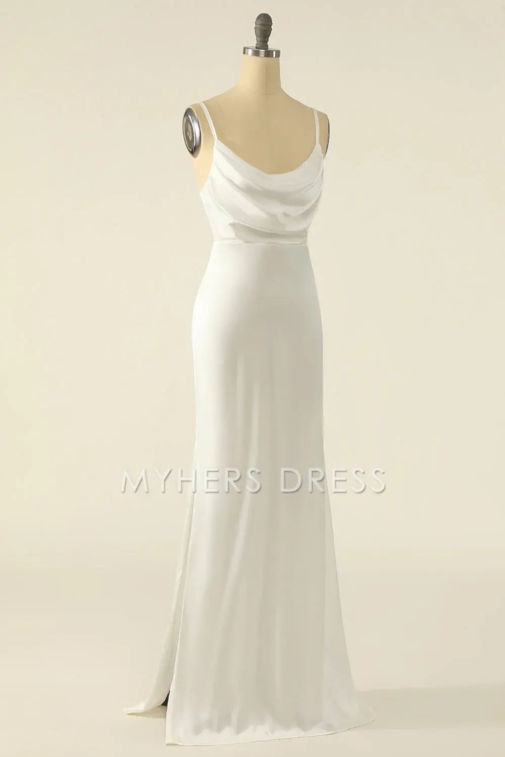 My Hers Ladies Formal Dress Elegant Sheath Spaghetti Strap Backless Simple Prom Dress
