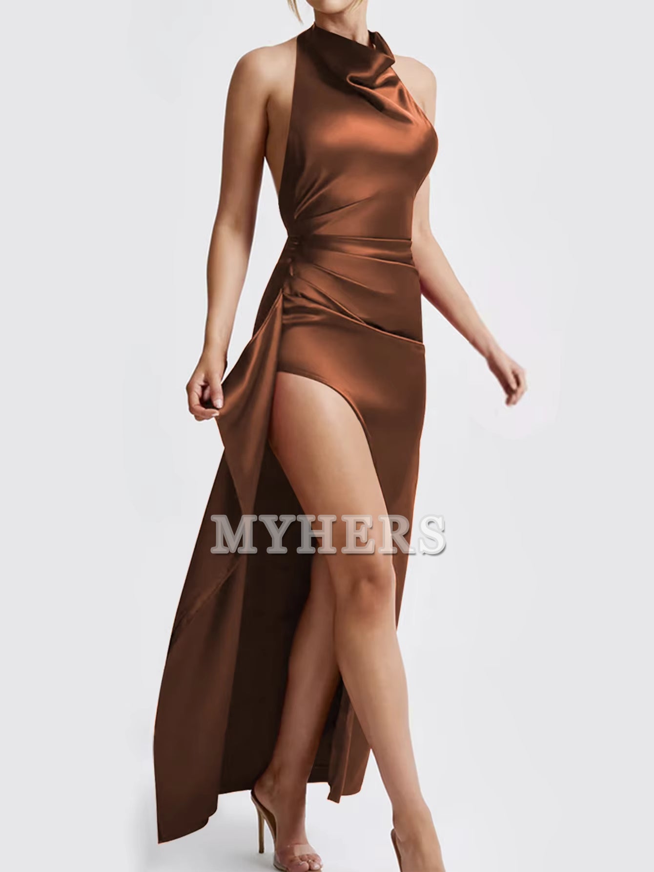 Elegant Solid Color Lace Up Backless Dress Sexy High Waist Slim Fit Gorgeous High-End Evening Dress Formal Women's Dresses