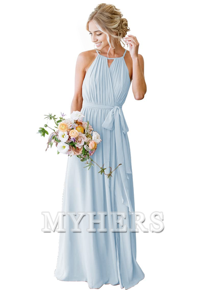 A-Line Pleated Elegant Simple Fashion Long Bridesmaid Dresses Wedding Guests Dresses