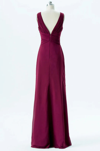 Chiffon Backless Banded Waist Bridesmaid Dress