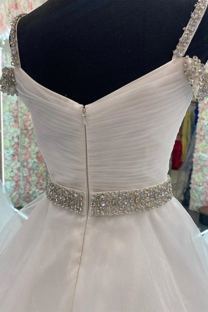 Beaded Cold-Shoulder A-Line Prom Dress