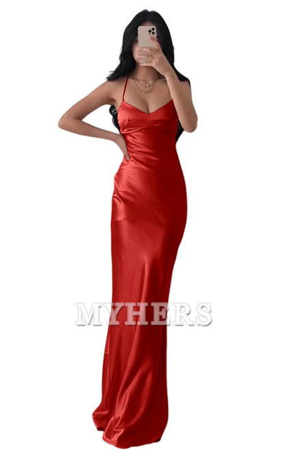 Exquisite Spaghetti Strap Backless Long Charming Bridesmaid Dresses Wedding Guests Dresses