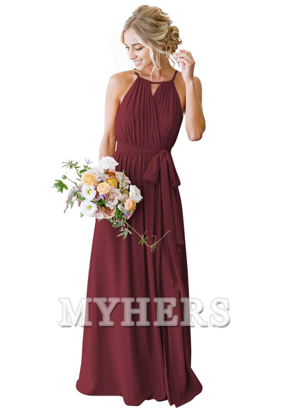 A-Line Pleated Elegant Simple Fashion Long Bridesmaid Dresses Wedding Guests Dresses