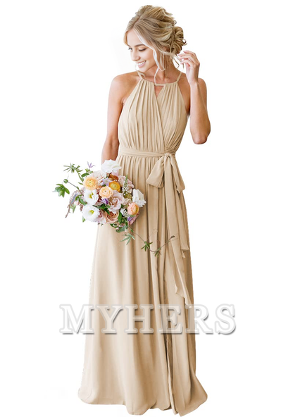 A-Line Pleated Elegant Simple Fashion Long Bridesmaid Dresses Wedding Guests Dresses