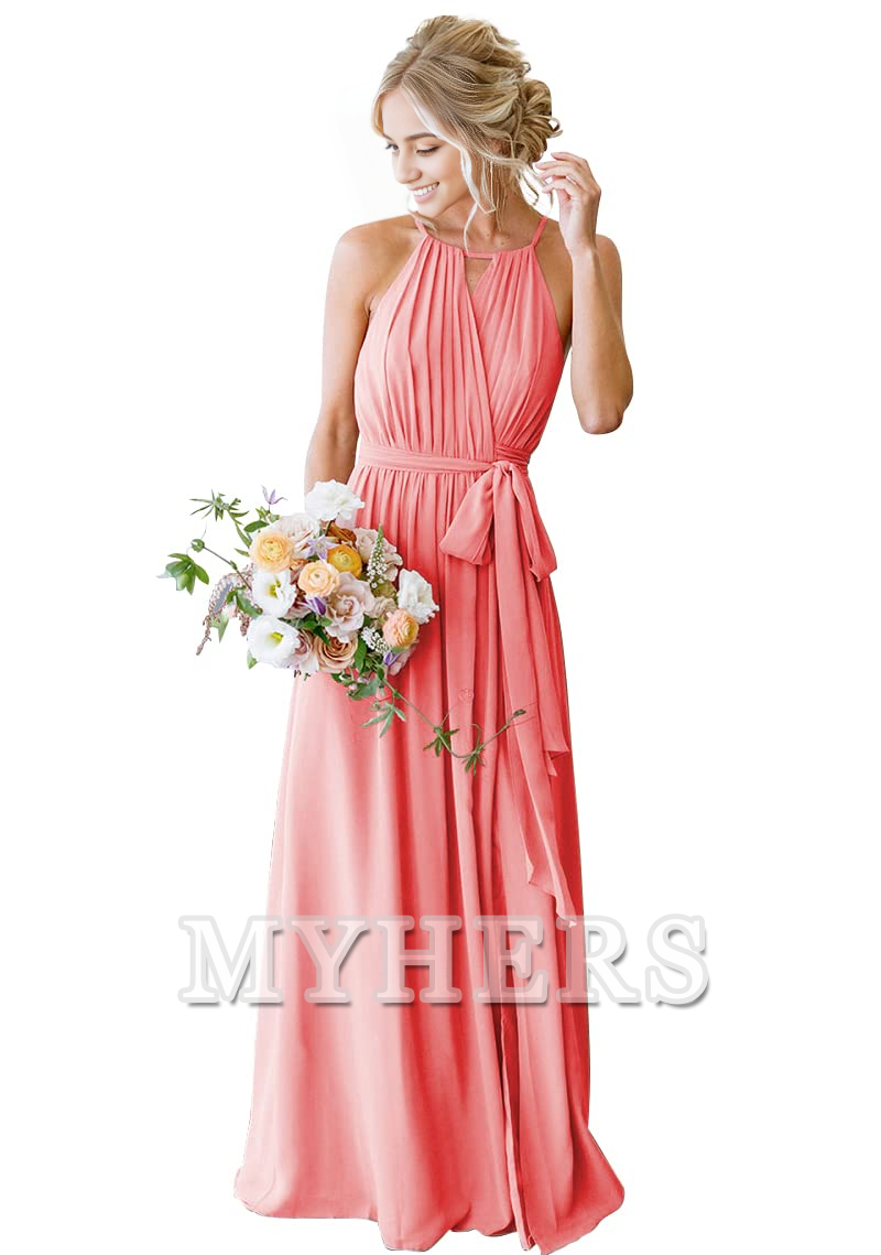 A-Line Pleated Elegant Simple Fashion Long Bridesmaid Dresses Wedding Guests Dresses