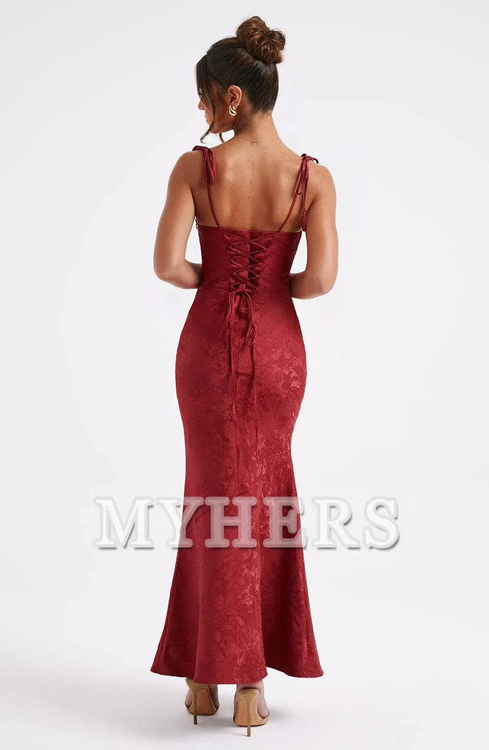 Elegant Cowl Neck Jacquard Lace up Elegant Dresses High Quality Dresses Bridesmaid Dresses Wedding Guests Dresses