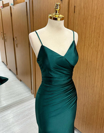 Simple Mermaid Spaghetti Strap Long Prom Dress