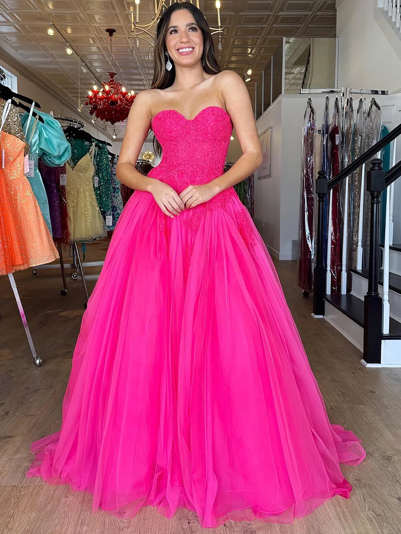 A Line Sweetheart Long Prom Dress With Appliques