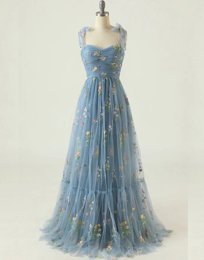 Sweetheart Embroidery Long Prom Dress