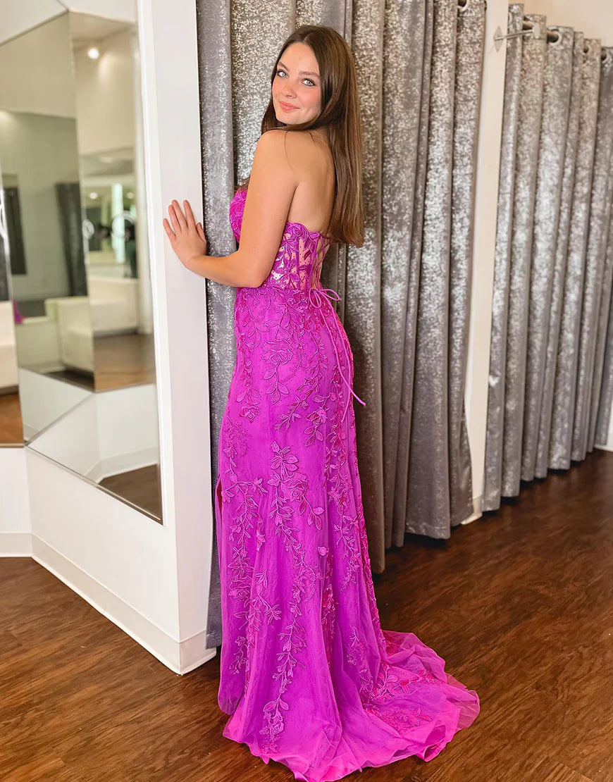 Mermaid Sweetheart Appliques Prom Dress With Slit