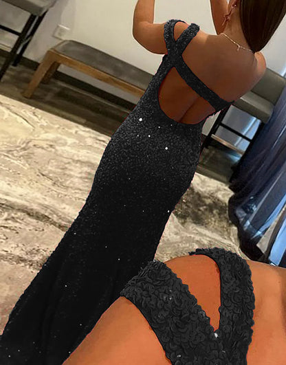 Mermaid One Shoulder Sequins Prom Dress With Slit