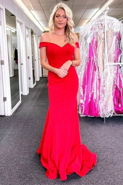 Elegant  Off-the-Shoulder Backless Trumpet Long Prom Dress