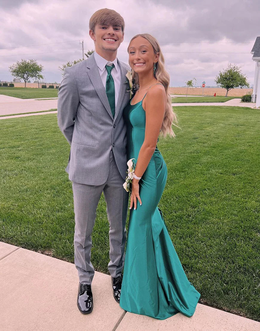 Blush Mermaid Spaghetti Strap Long Prom Dress