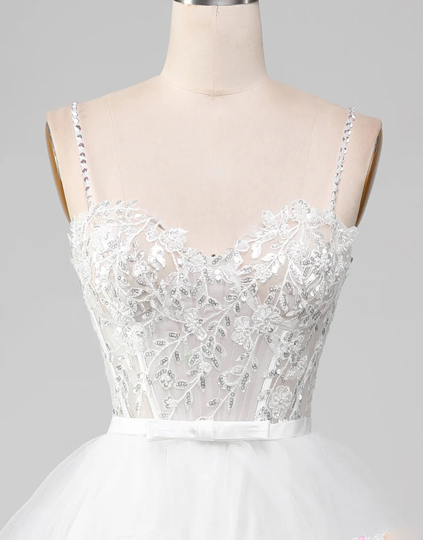 A-Line Lace Long Prom Dress with Slit