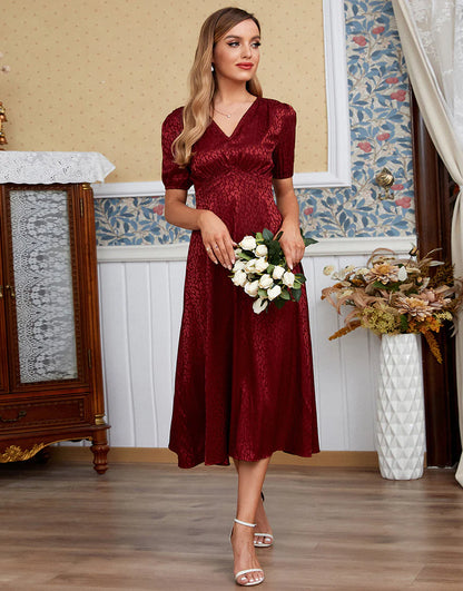 V Neck Wedding Guest Dress