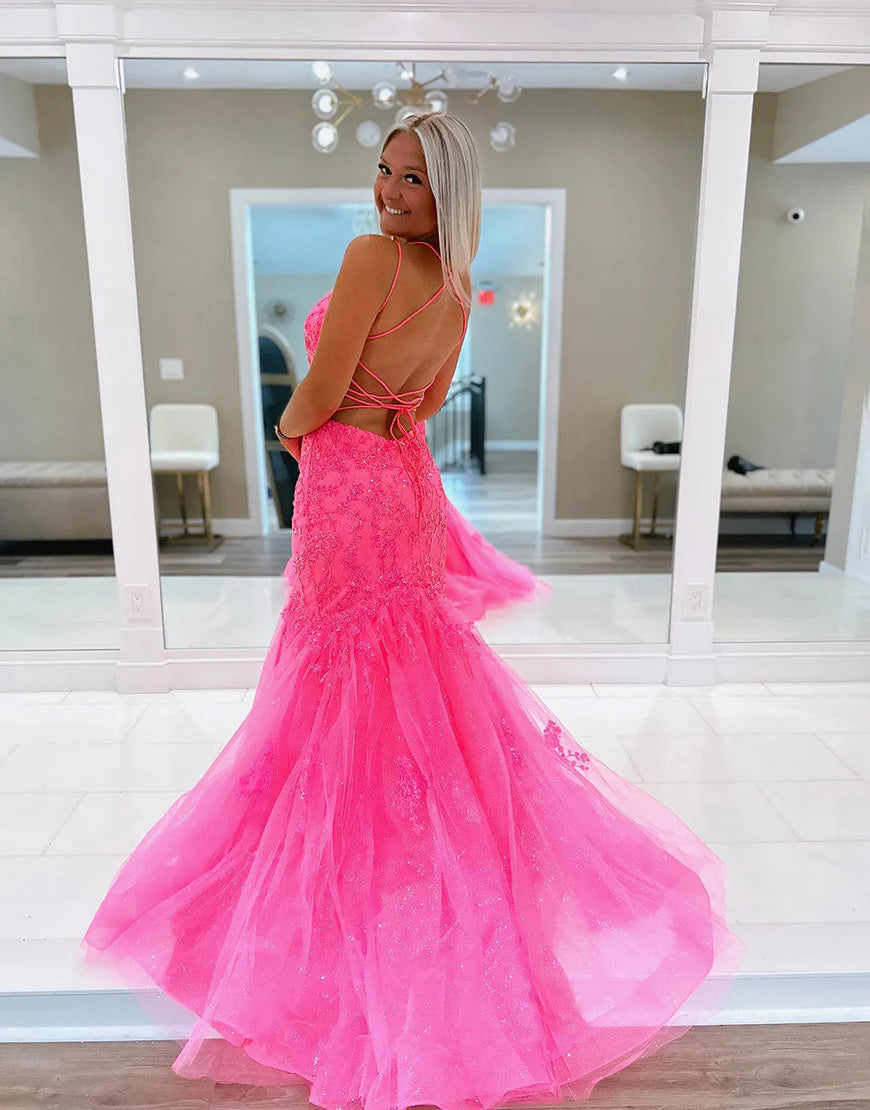 Mermaid Sequin Tulle Long Prom Dress