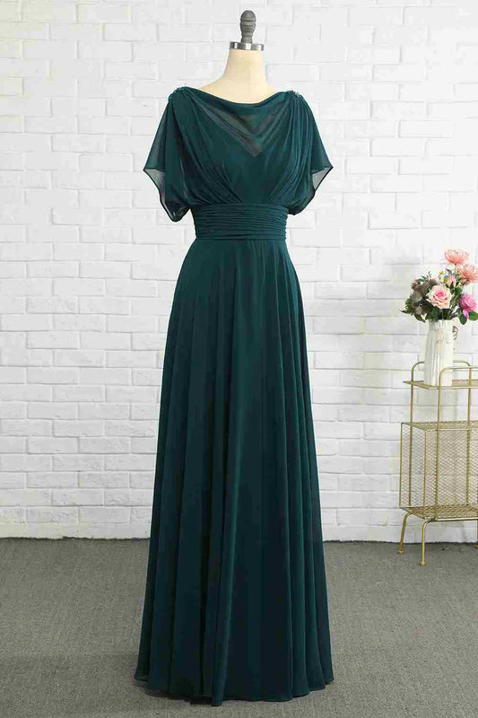 Chiffon Bateau Banded Waist Bridesmaid Dress