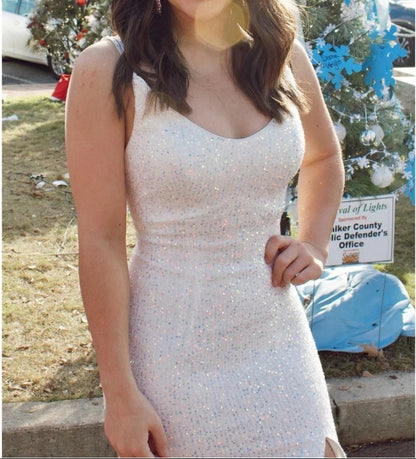Sequin V Neck Mermaid Long Prom Dress