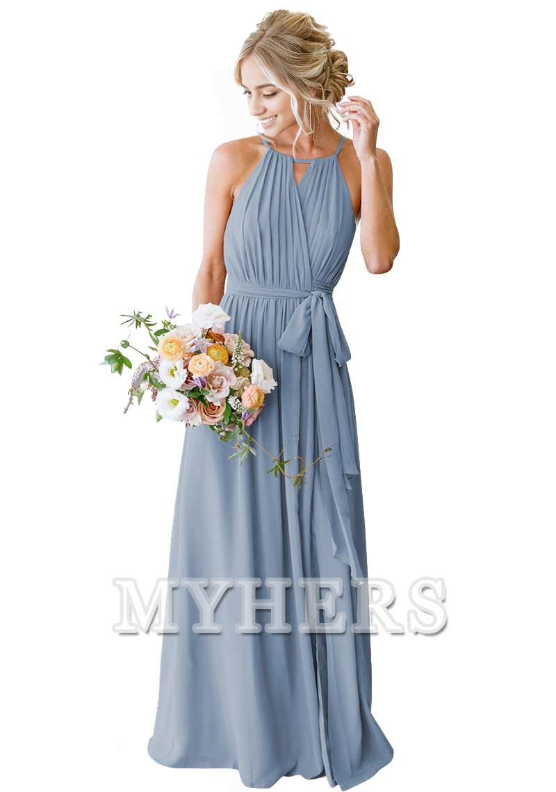 A-Line Pleated Elegant Simple Fashion Long Bridesmaid Dresses Wedding Guests Dresses