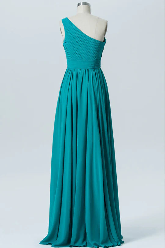 Chiffon One-Shoulder Ruffled Bridesmaid Dress