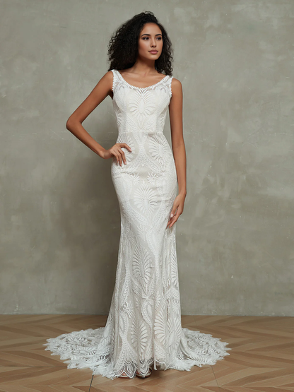 Mermaid Cultivate oneself Lace Bohemian Style Sleeveless Elegant Wedding Dresses