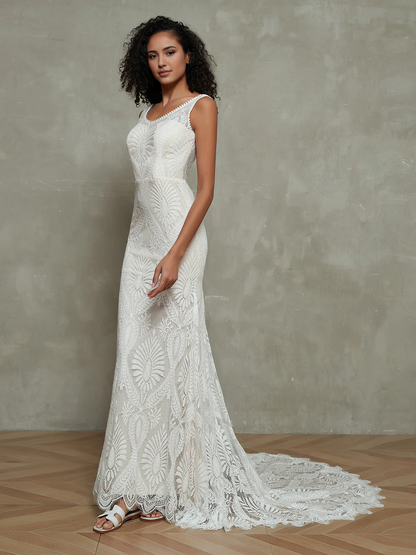 Mermaid Cultivate oneself Lace Bohemian Style Sleeveless Elegant Wedding Dresses